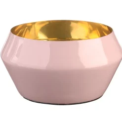 Windlicht Ria altrosa/ goldfarben uni